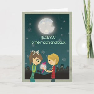 Carte Je t'aime à la lune et au dos - GCard