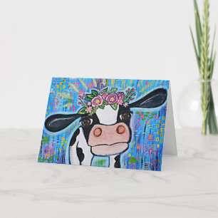 Carte "Je t'aime à la mooo-n & back" Vache mignonne
