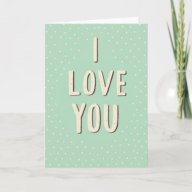 Carte « Je t'aime » à pois mouchetés (Devant)