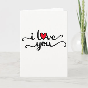 Carte « Je t'aime » avec cœur rouge