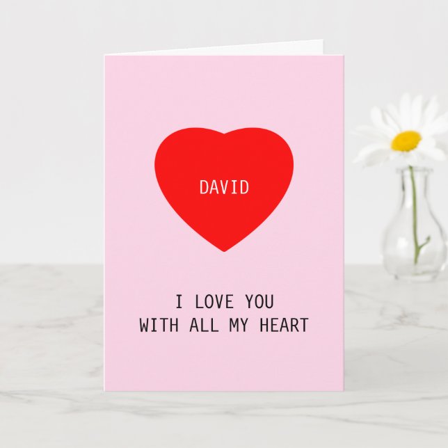 Carte Je t'aime avec tout mon coeur Amour Anniversaire (Petite plante)