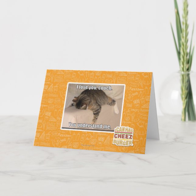 Carte Je t'aime, canapé. (Devant)