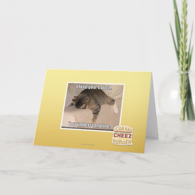 Carte Je t'aime, canapé. (Devant)