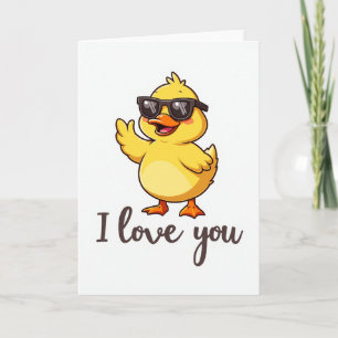 Carte Je T'Aime Canard Avec Lunettes De Soleil