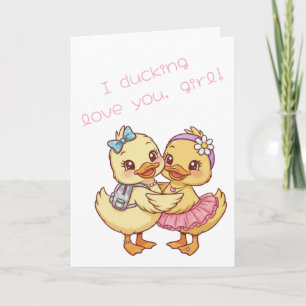 Carte Je t'aime Canard, fille de la Saint-Valentin