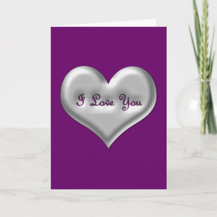 Carte Je t'aime coeur gris avec effet métallique