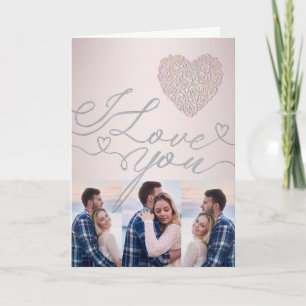 Carte Je t'aime Collage Photo Cœur Rose