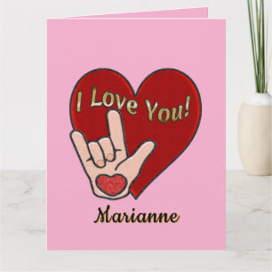 Carte Je t'aime en ASL personnalisé