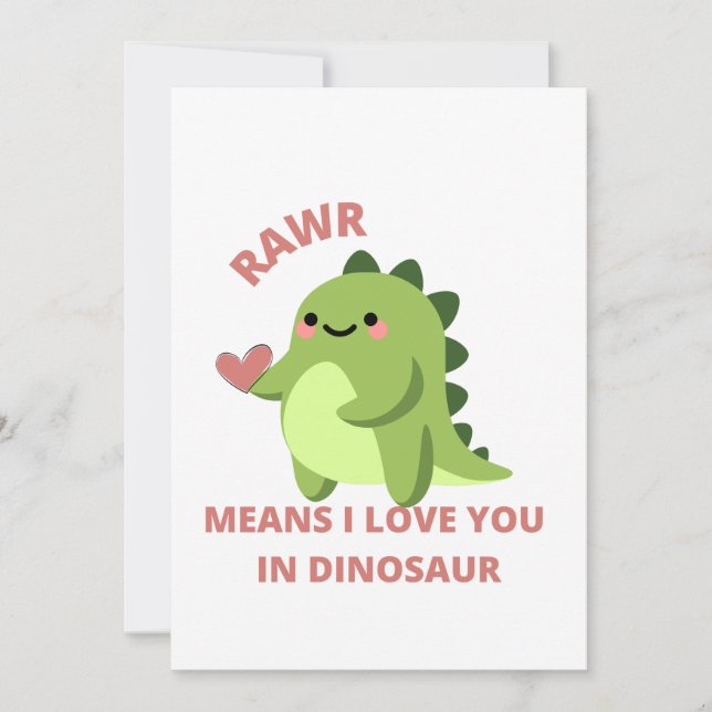 Carte Je t'aime en dinosaure (Devant)