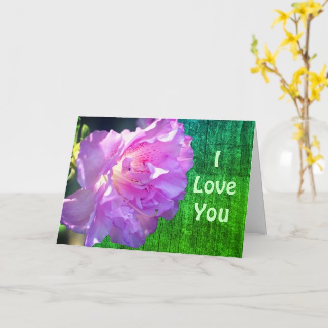 Carte Je T'Aime Fleur Rose Azalea (Fleur jaune)