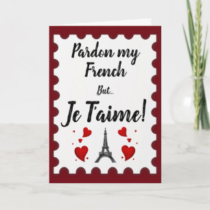 Carte Je T'aime French Valentine Card
