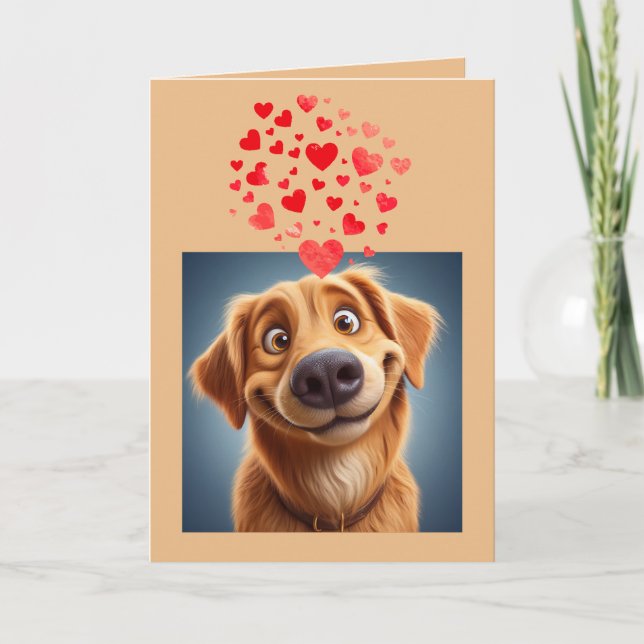 Carte Je t'aime Goofy en amour Cœurs de chien (Devant)