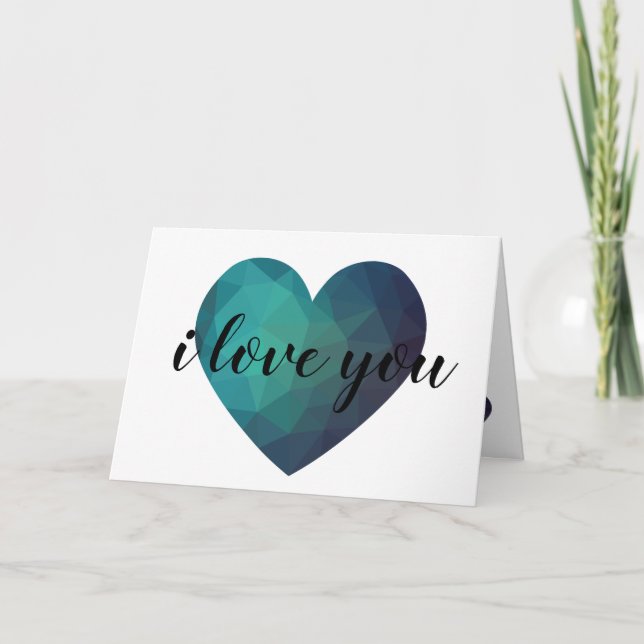 Carte Je t'aime la Saint Valentin au coeur bleu (Devant)