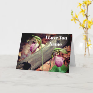 Carte Je T'Aime Lady Slipper Flower Personnalisé