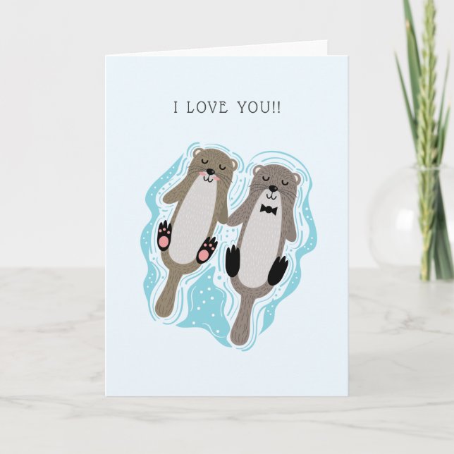 Carte Je T'Aime Les Otters (Devant)