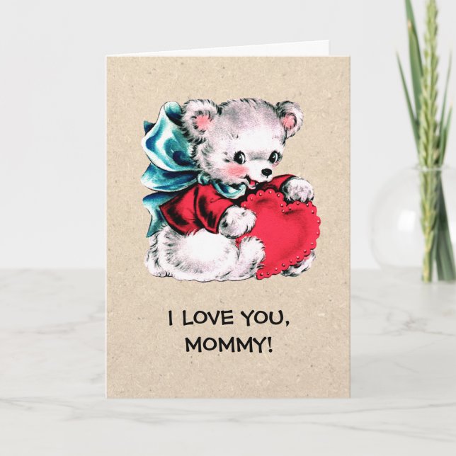 Carte Je t'aime, maman. Fête des mères de Teddy Bear (Devant)