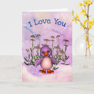 Carte Je T'Aime Mignonnes Marguerites D'Oiseaux Personna