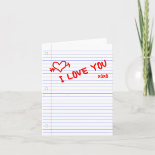 Carte je t'aime : papier de carnet