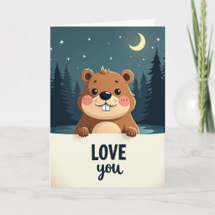 Carte Je T'Aime Petit Castor Mignon