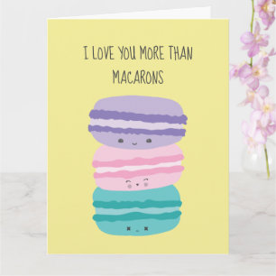 Carte Je t'aime plus que Macarons Kawaii Pastel Cute