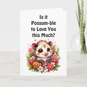 Carte Je t'aime Possum mignon romantique et dragueur