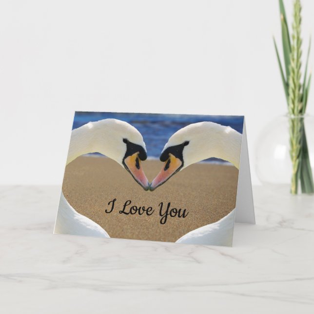 Carte "Je t'aime" pour les cygnes (Devant)