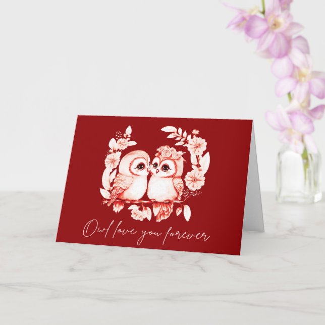 Carte Je t'aime pour toujours avec hibou (Orchidée)
