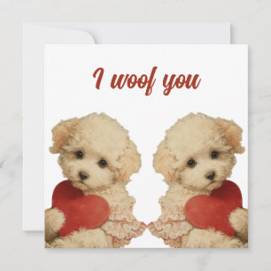 Carte Je t'aime Puppy Amour Vintage