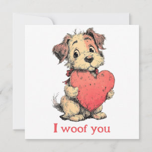 Carte Je t'aime Puppy coeur vintage de la Saint-Valentin