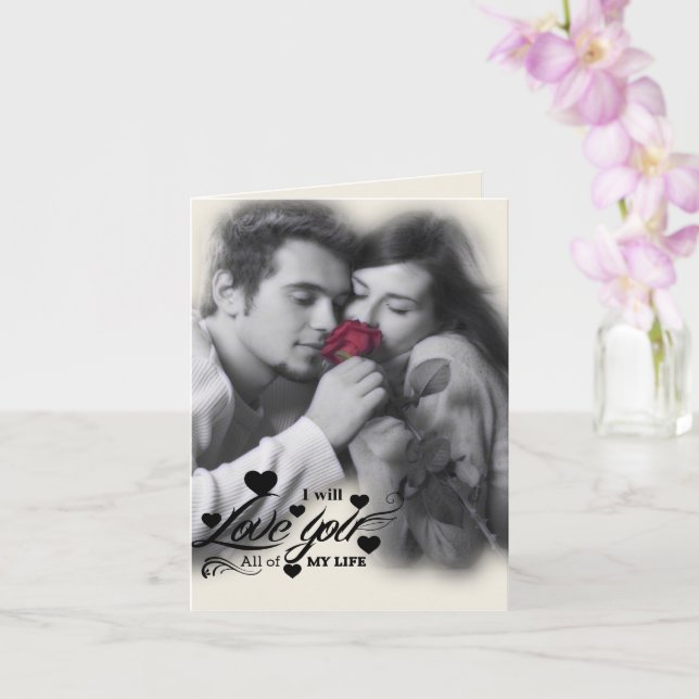 Carte Je t'aime toute ma vie - Couple avec rose rouge (Orchidée)
