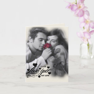 Carte Je t'aime toute ma vie - Couple avec Rose rouge