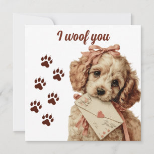 Carte Je t'aime toutou vintage Saint-Valentin