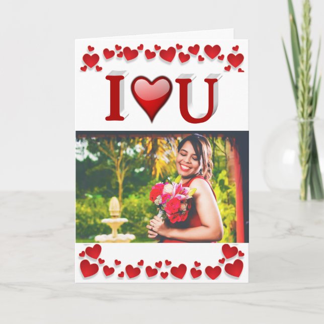 Carte Je t'aime U photo de la Saint-Valentin rouge (Devant)
