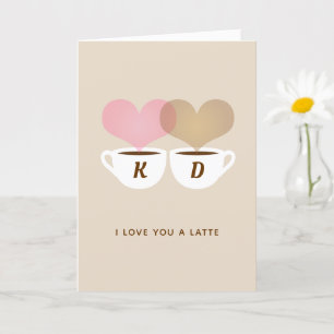 Carte Je T'Aime Un Dernier Monogramme Personnalisé Initi