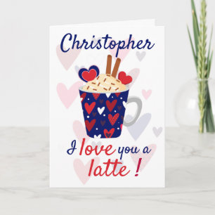 Carte Je T'Aime Un Latte ! Blue Valentines drôle