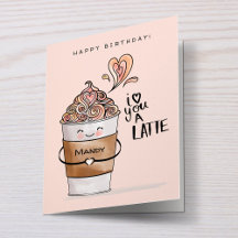 Je T'Aime Un Latte Cute Kawaii Coffee Cup Annivers