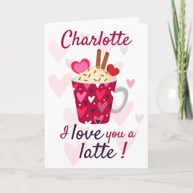 Carte Je T'Aime Un Latte ! Valentines amusantes (Devant)