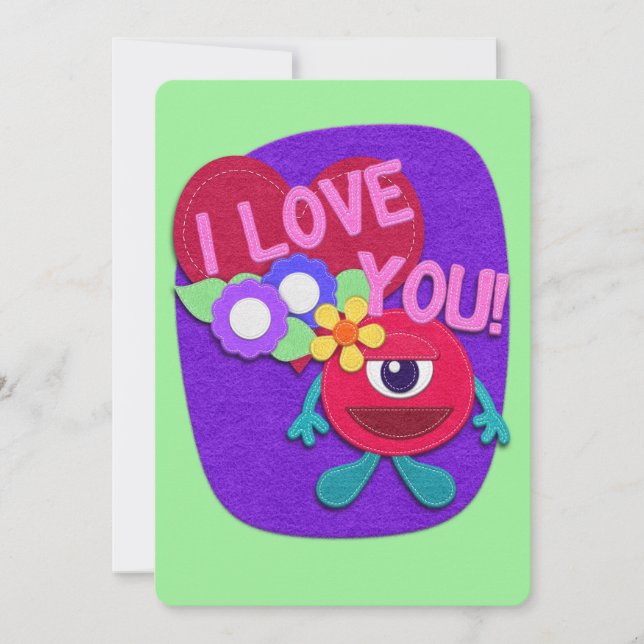 Carte Je T'Aime ! Vraiment, je le fais ! Fleurs Coeur de (Devant)