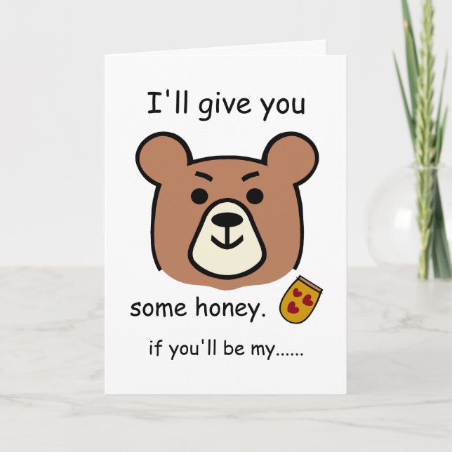 Carte Je te donnerai du miel, ours de la Saint Valentin (Devant)