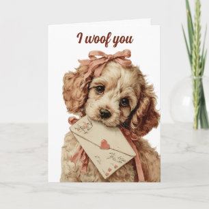 Carte Je te woof Vintage Pup Saint-Valentin