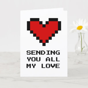Carte Je t'envoie tout mon amour pixeliser coeur rouge m