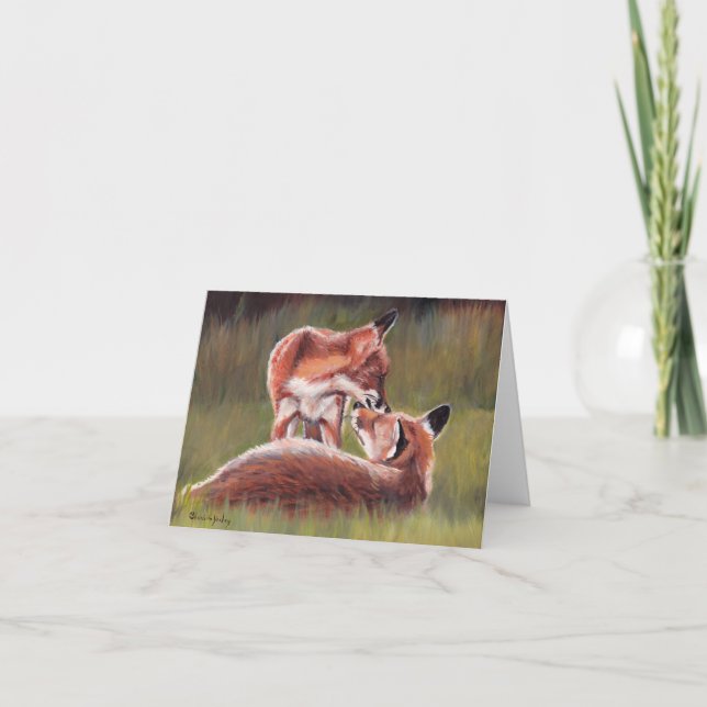 Carte Je vais rester près de vous Fox Animal Art Note Ca (Devant)