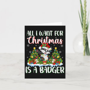 Carte Je Veux Pour Noël Est Un Badger Les Lumières Des A