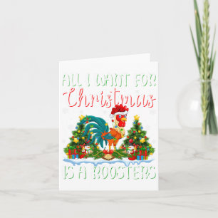 Carte Je Veux Pour Noël Est Un Coq Oiseau Xmas Arbre L