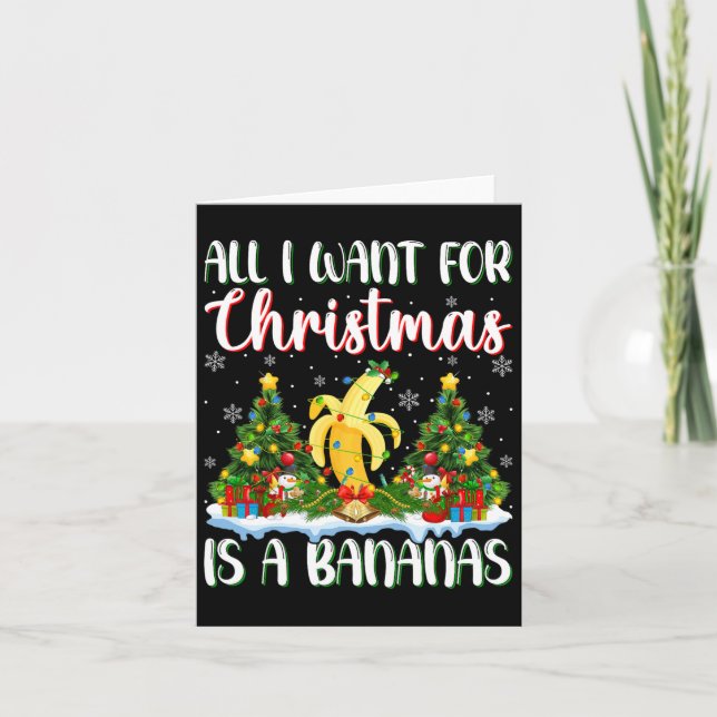 Carte Je Veux Pour Noël Est Une Banana Xmas Lumières Arb (Devant)