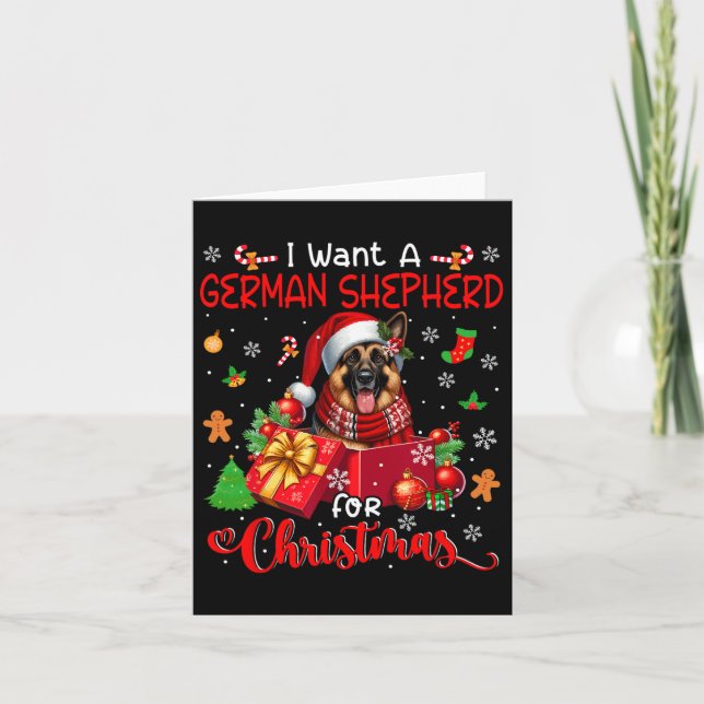 Carte Je Veux Un Berger Allemand Pour Noël Père Noël Chi (Devant)