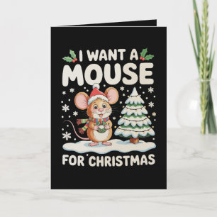 Carte Je Veux Une Souris Pour Noël Chapeau De Père Noël