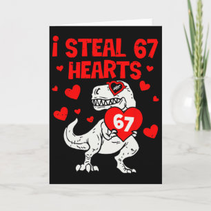 Carte Je vole 67 cœurs Six Sept Saint Valentin Dinosaure