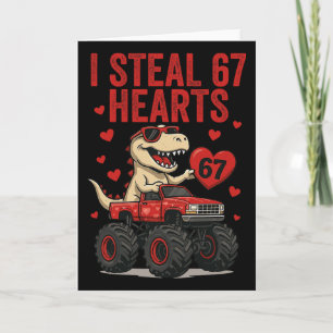 Carte Je vole 67 cœurs T-rex Dino Camion Six Sept Valen