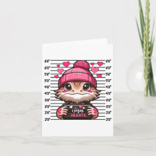 Carte Je vole le cœur Mignon Dragon barbu Mugshot Valent